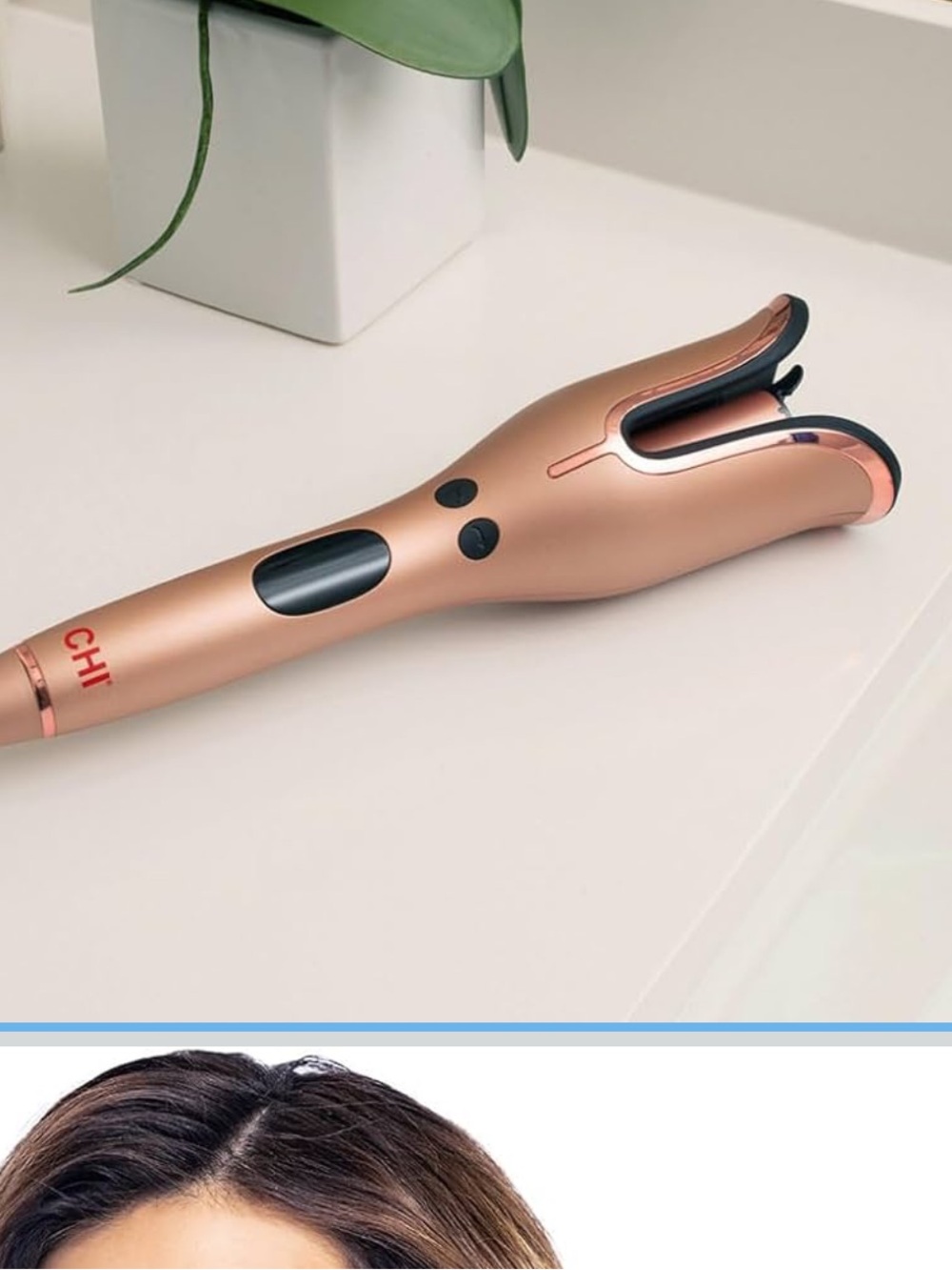 Chi spin n curl rose gold 1” ceramic rotating curling iron